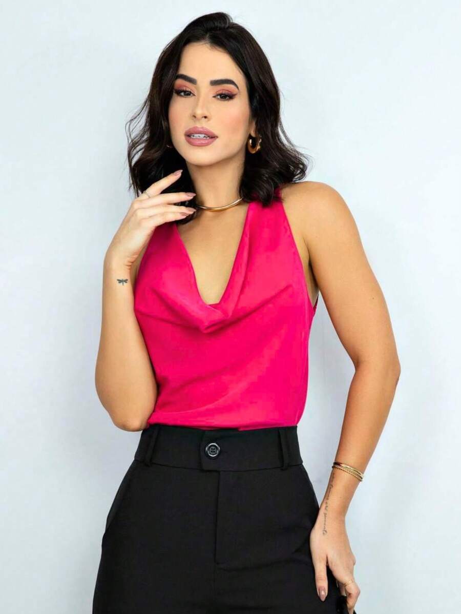 Women Blouses - 玫紅色 - 查看 1