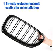 1 Pair Car Grille Double-Line Parallel Bar Grille Compatible For 5 Series F10 F18 Modified Parts - Black - View 2