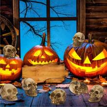 10pcs Mini Skull Figurines Halloween Skeleton Head Miniature Skulls Plastics Micro Landscape Figure Little Plastic Skulls Cake Topper Decoration For Scary Halloween Party Bar Table Vase Filler Home Decor Halloween Decor Room Decor - Multicolor - View 7