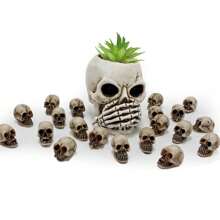 10pcs Mini Skull Figurines Halloween Skeleton Head Miniature Skulls Plastics Micro Landscape Figure Little Plastic Skulls Cake Topper Decoration For Scary Halloween Party Bar Table Vase Filler Home Decor Halloween Decor Room Decor - Multicolor - View 3