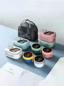 Set de 3 piezas de cubiertos portátiles para almuerzo, caja Bento de material PP que se puede calentar en microondas, adecuado para almuerzos en el trabajo y la escuela