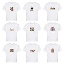 9pcs/Set Teacher Style Patch On Clothing Iron On Transfer Stickers On Clothes T-Shirts Jackets Jeans Teacher Life Heat Transfers Sticker For Clothing