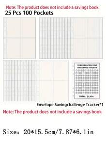 100pcs Envelope Challenge Refill Kit (25pcs 4-Pocket Card Sleeves + 1pc 100-Day Savings Tracker Card), Christmas Gift - Clear - View 5