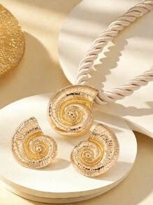 1 Set Of Summer Vacation Beach Style Conch Pendant Necklace Personalized Earrings Women's Jewelry Set - Conch - View 1