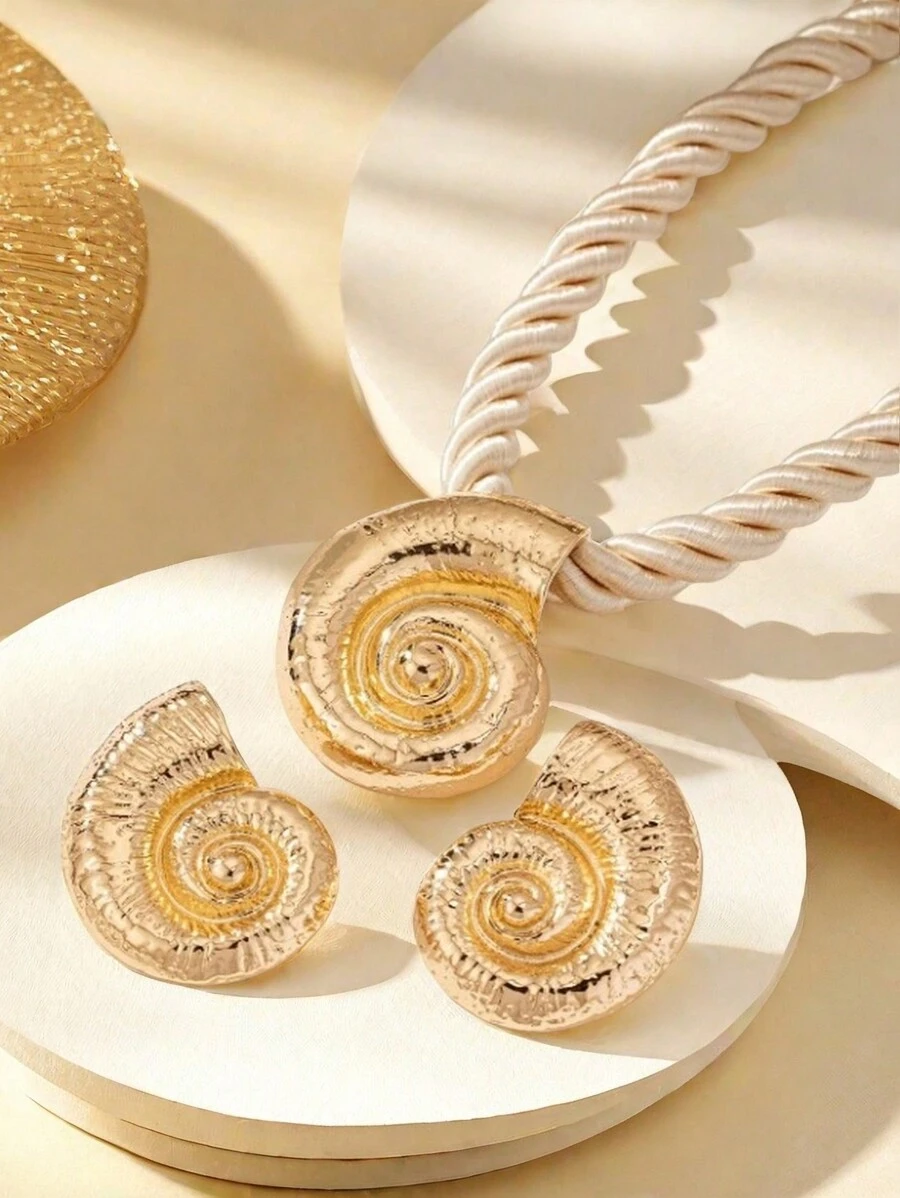 1 Set Of Summer Vacation Beach Style Conch Pendant Necklace Personalized Earrings Women's Jewelry Set - Conch - View 1