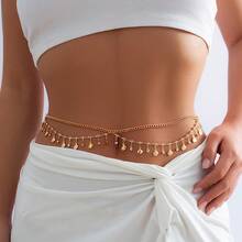 Sexy Bikini Multi-Layer Gold Rhinestone Chain Butterfly Metal Tassel Waist Chain Body Jewelry - Gold - View 8