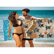 1pc Printed Quick-Dry Sea Turtle Pattern Beach Towel, Suitable For Swimming, Bath, Hotel