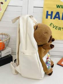Creative Kids Plush Backpack, Kindergarten Mini Schoolbag, Cartoon Double-Shoulder Bag - A - View 7
