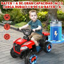 NASJAC Juguete Montable para Niños - Vehículo ATV Eléctrico de 4 Ruedas de 6V con Música y Faros LED, Regalo de Coche para Niños Pequeños y Grandes - Rojo - Ver 4