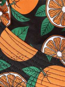 1pc New Fruit Print Bucket Hat Spring/Summer Outdoor Sun Hat Cute Orange Bucket Hat - Orange Color - View 4