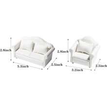 1:12 Dollhouse Miniature Living Room Furniture Set - 3pcs White Fabric Sofa With 4 Pillows, Doll House Sofa, Micro Scenery Decor, Reclining Loveseat, White Decorative, Doll Furniture, Cute Small Sofa, Exquisite Small Sofa Pendant, Miniature Toy Furniture, Suitable As A Gift