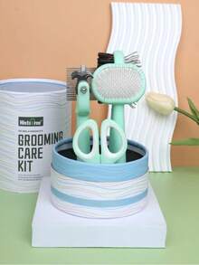 寵物美容套裝,貓梳雙面打結梳,貓指甲刀排梳跳蚤梳脫毛產品針梳。 - 綠色 - 查看 3