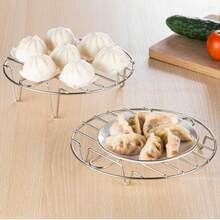 1pc Stainless Steel Steaming Rack, Round Shape, Kitchen Tool, Tall Steamer Rack, Square Steamer, Kitchen Utensil, Cooking Tool,Kitchen,Kitchen Items,Food,Cooking,Camping,Vacation,Beach,Room Decor,Organizer,Party,Travel. - Silver - View 1