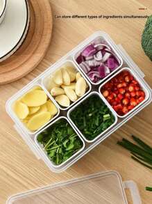 1set Kitchen Scallion Storage Box 6 In 1scallion Ginger Garlic Fresh-Keeping Box Refrigerator Fruit Food Fresh-Keeping Drain Box,Kitchen,Summer Beach Party,Food,Camping,Organizer,Room Decor,Kitchen Items."Christmas Gift