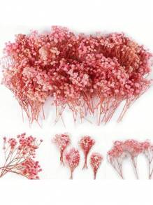 50 Mini Pink Dried Baby's Breath Flowers, 1000+ Natural Gypsophila, Dry Flowers Bulk For Vase Resin Nails, Art Crafts DIY Pressed Flower Making, Valentine's Day Decor, Room Party Table Wedding Gifts A Bouquet Of 10 Flowers, Valentine Day, Gift - Multicolor - View 12