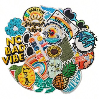 20PCS Hawaiian Iron On Patch, Exquisite Embroidery Applique Decoration, Personalized Sewing Clothes, Can Be Used For Jackets, Shirts, Hats, Backpacks, Jeans And Other DIY Decorations.