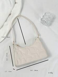 Sac à bandoulière pentagramme simple et luxueux de couleur unie - Beige - Voir 2