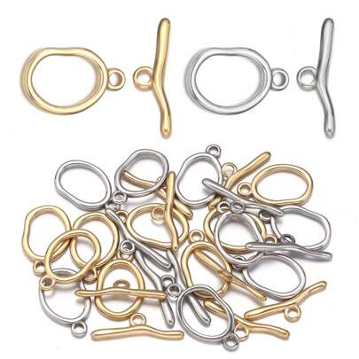 1set Stainless Steel Wave-Shaped OT Clasp Set, Minimalist OT Connector Clasp For Bracelets/Necklaces DIY Jewelry Making