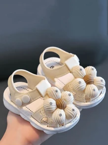 2024 年新款女童凉鞋，夏季新款儿童凉鞋，防滑软底室内户外服装 - 米色 - 查看 3