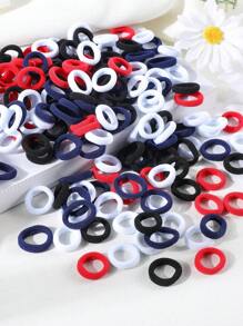 100pcs Girls' Simple Colorful 0.8 Inch Diameter Finger Sized Hair Ties, Cute Seamless Ponytail Holders For Daily Use