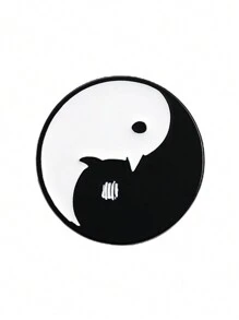 1-4 piezas Broche de esmalte creativo y lindo de niña pequeña con pájaro sin alas, divertido dibujo animado blanco y negro, Yin-Yang, prendedores de pájaro de chismes, accesorios de insignia, decoración de sombrero y mochila, regalos de joyería para amigos, accesorios de vestir diarios, pasador de encanto para ropa, bolsa, escuela, oficina, camisas, chaquetas, Navidad, Halloween