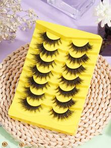 MAGEFY 7 Pairs Of Natural Cross Full False Eyelashes,Thick Curling Fluffy Eyelashes For Party Use Manga Eyelashes, Travel Essentials - Black - View 2