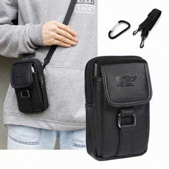 休闲防水户外多功能腰包，PU 皮革防水斜挎包，适合徒步旅行，防刮耐磨便携式背包，皮带包，冬季圣诞礼物腰包腰包感恩节钱包假日包黑色包学生大容量多功能时尚休闲度假复古趣味礼物旅行礼物胸包侧包挎包皮包流浪包臀包男士包旅行必需品复古包假日必需品男士包复古学校礼品包包包春季复古包学校用品