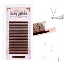 ARISON Brown YY Eyelashes Extensions Y-Shape Lashes C/D Curl 8-15mm Mixed Length  Eyelash Volume Fans 0.07mm Thickness 12 Rows Cluster Pre Fanned Wispies Crisscross Eye Lashes  Full Fluffy Volume Look  Hand Woven Natural Soft