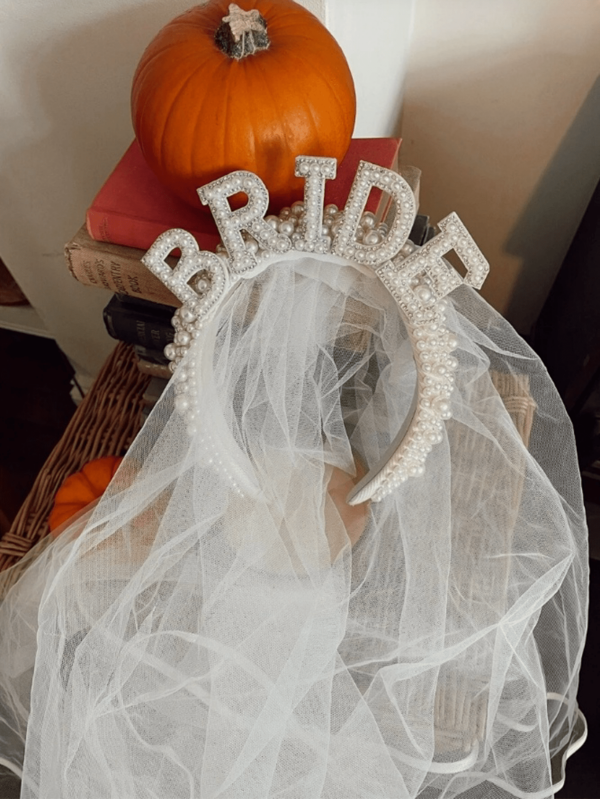 1 Faux Pearl Headband And Veil Wedding Bridal Hair Accessory, Elegant Party Decoration, Back To School Valentine Day