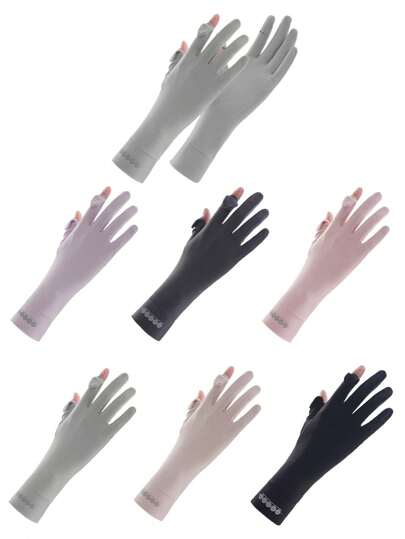 1 Par de guantes de protección solar, guantes de hielo de seda para ciclismo de verano