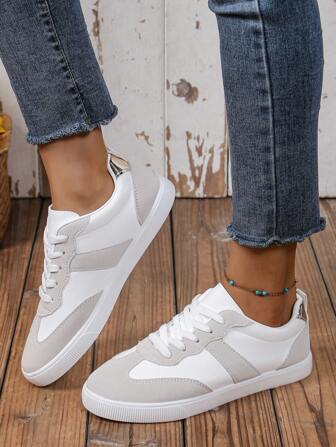 New Summer/Autumn Small White Shoes For Women, Student Stylish Design Sport Shoes, Lightweight, Anti-Slip, Casual Flat Shoes With Leather Upper