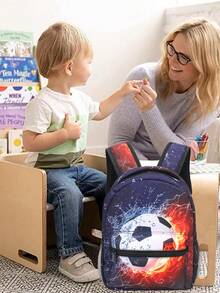 Toddler Backpack For Boys And Girls Small Cute Football Print Backpack For Kids Preschool  Kindergarten  Mini Travel Bag (Black) - Football Dark Blue - View 4