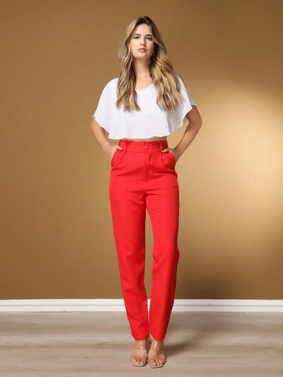 Women Pants - Red - View 1