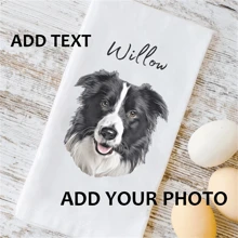 1 stuks aangepaste handdoek met behulp van huisdierfoto + huisdiernaam Gepersonaliseerde kattenkeukenhanddoeken Aangepaste hondenschotelhanddoeken Aangepaste hondenhanddoek Aangepaste kattenhanddoek 16 "X 24"