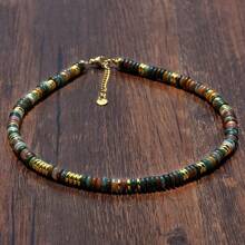 Collar de piedras naturales con cuentas de estilo bohemio en color dopamina, cadena de clavícula dulce y elegante para mujeres, adecuado para vacaciones de primavera/verano y uso diario