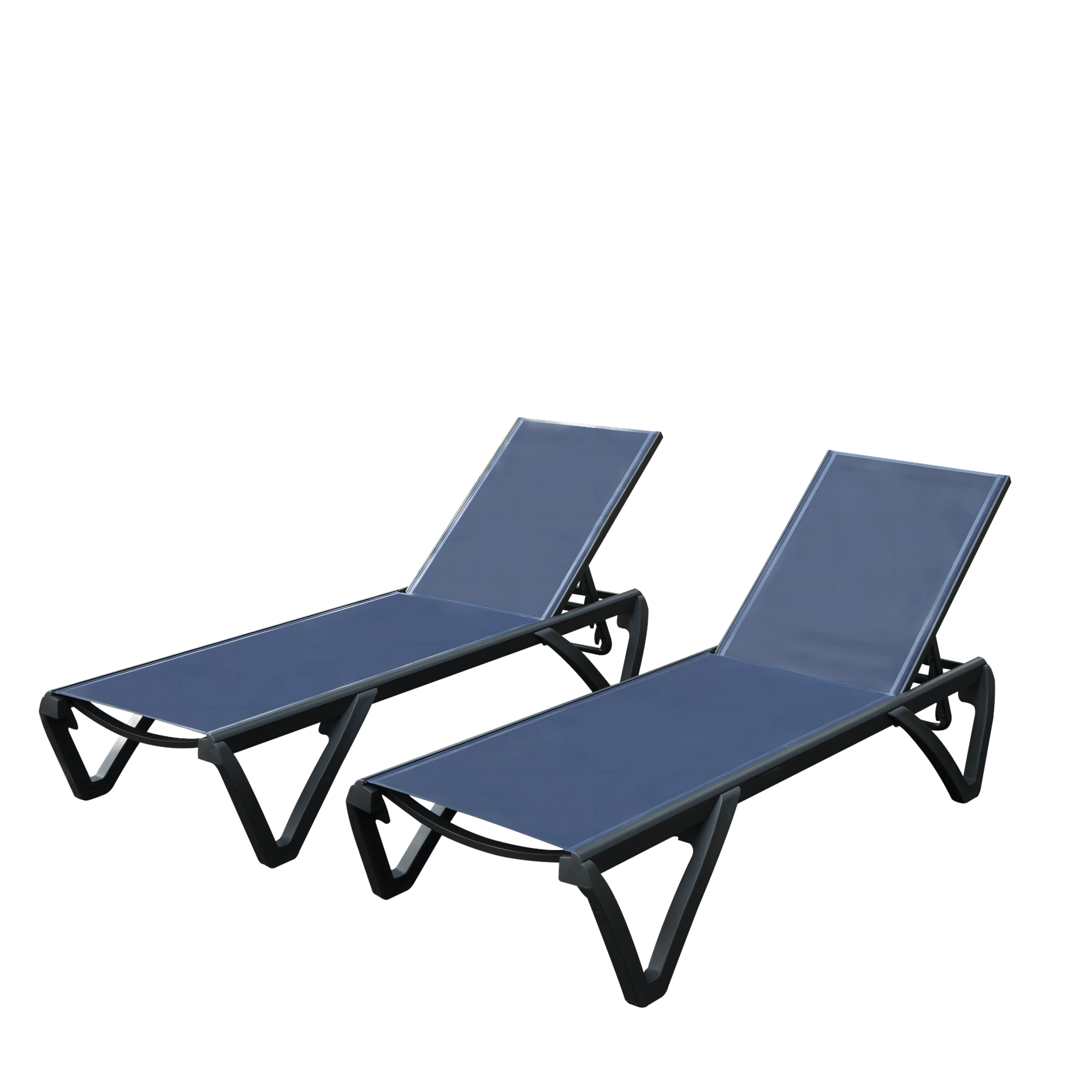 Outdoor Lounge Chair, 2 Pieces Aluminum Plastic Patio Chaise Lounge