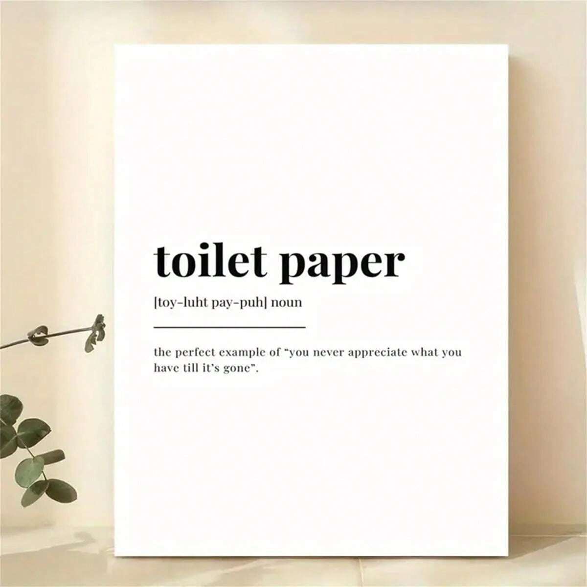 1pc Canvas Poster, Toilet Paper Definition Descriptive Wall Plaque