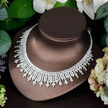 1套皇冠裝飾休閒立方氧化鋯珠寶套裝，適合女性約會之夜 - 銀色 - 查看 4