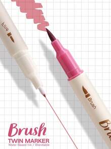 3 Stücke Dual-Seitige Retro Farbmarker Set, fette Bürste & feiner Liner, wasserlösliche Mischfarben Kunst Marker für Schriftzug, Zeichnen, Malen