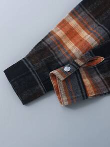 Young Boy's Spring/Summer Loose Casual Striped Long Sleeve Shirt - Rust Brown - View 2
