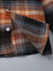 Young Boy's Spring/Summer Loose Casual Striped Long Sleeve Shirt - Rust Brown - View 5