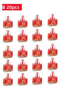 大容量无纺布圣诞礼品袋，烫印图案，防水，坚固，印刷清晰，便携可折叠，携带方便，非常适合圣诞派对和礼品包装，食品袋，圣诞老人图案购物袋，适合圣诞季节礼品袋派对厨房圣诞装饰圣诞派对礼物圣诞派对用品圣诞派对圣诞快乐平安夜 - 彩色 - 查看 23