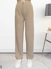 Pantalón casual para dama de corte recto y holgado - Beis - Ver 1