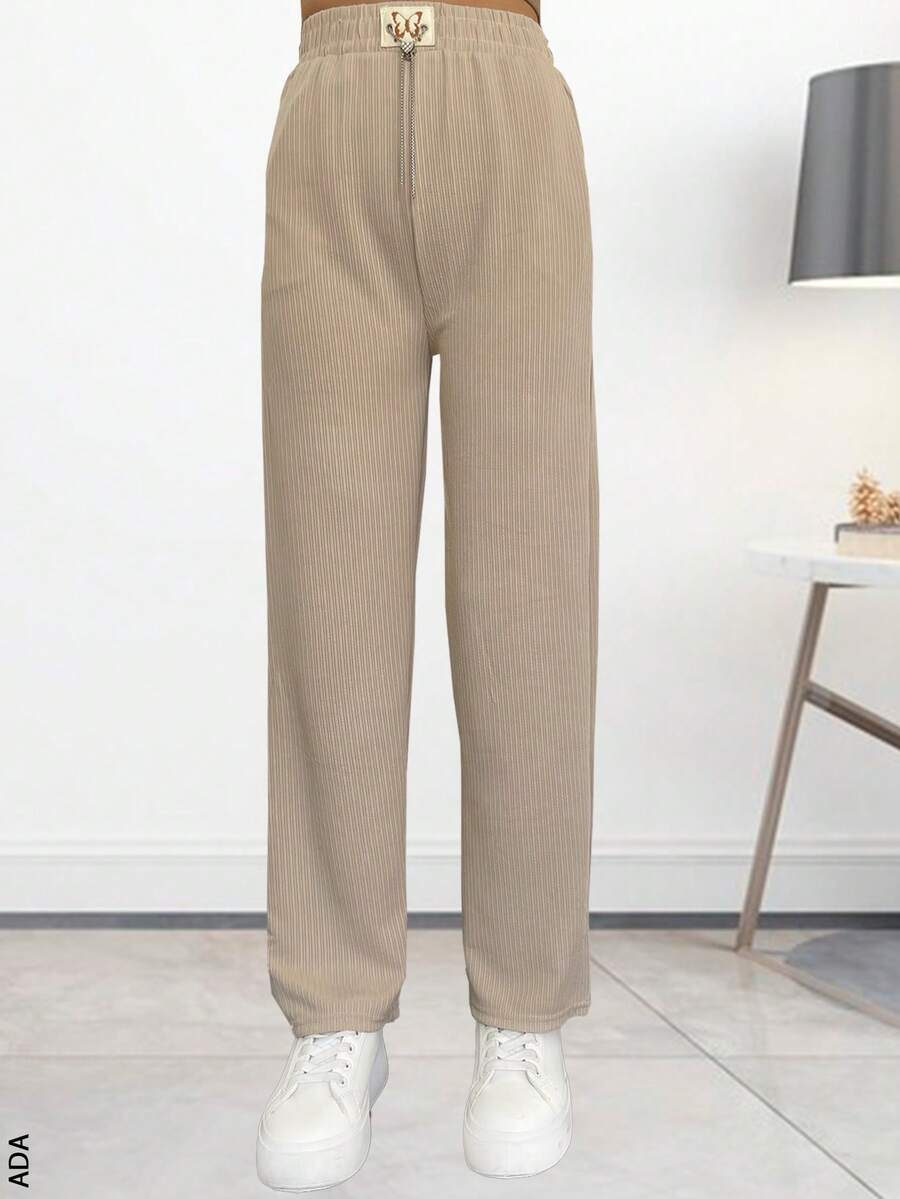 Pantalón casual para dama de corte recto y holgado - Beis - Ver 1