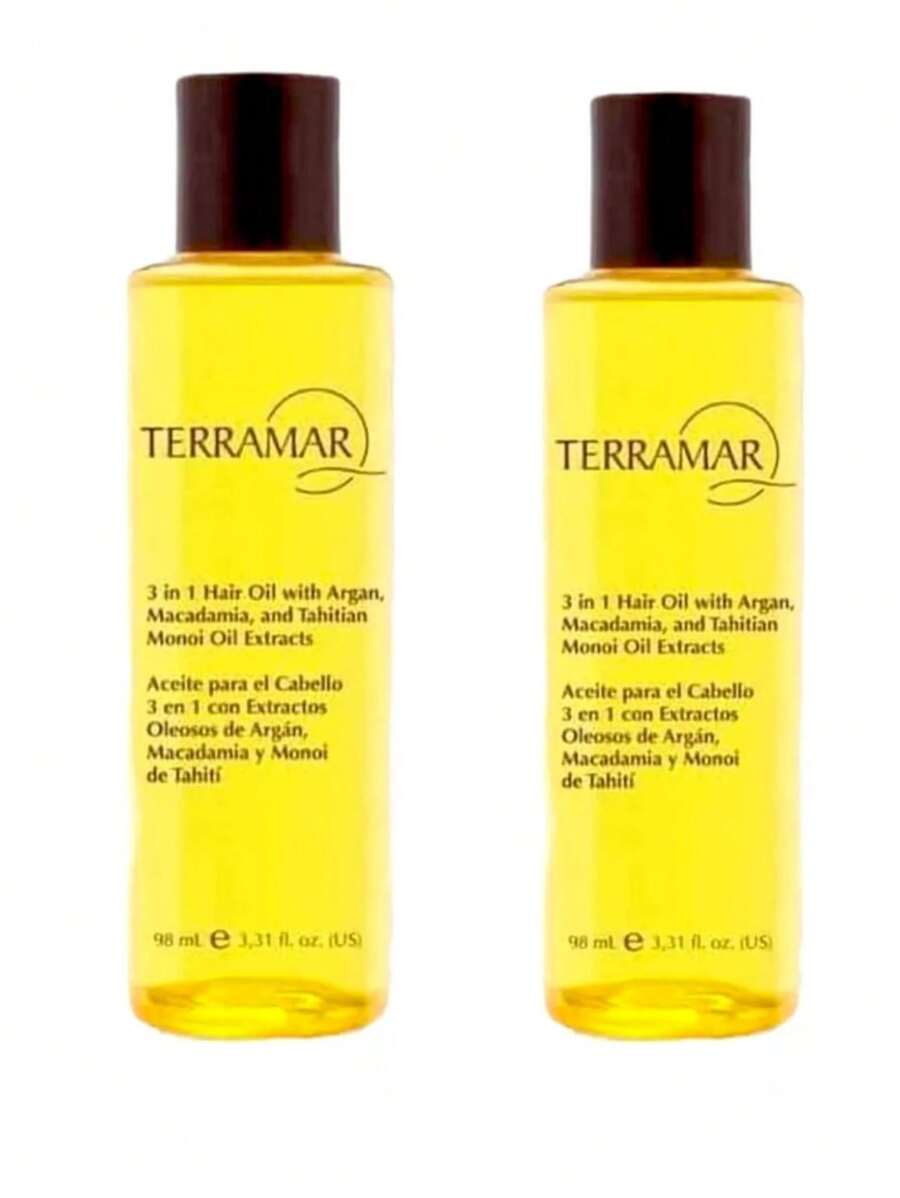 Aceite Capilar 3 en 1 con Argán, Macadamia y Monoi de Tahití | Set de 2 Tratamientos de 98 ml Terramar - Amarillo - Ver 1