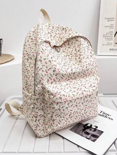 Cute Fresh Style Casual Backpack Floral Printed Fashion Rucksack, Back To School Supplies