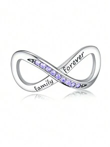 HuooNew 1個流行的「家人永遠」無限符號串珠飾品與925純銀，女性禮物 - 銀色 - 查看 9