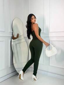 MACACÃO LONGO DECOTE RETO GRINGA BÁSICO ALCINHA ANARRUGA MACAQUINHO ALCINHA MODA CASUL MODA VERSATIL