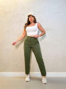 Women Pants - 綠色 - 查看 5