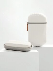 1入組旅行肥皂盒，帶蓋便攜肥皂餐具，密封排水肥皂盒，塑料條狀肥皂架盒，適用於居家戶外徒步旅行露營（白色） - 白色 - 查看 2